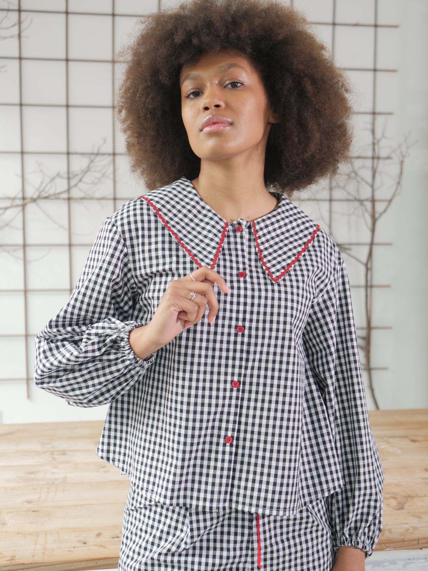 CAMICETTA VICHY BIANCO E NERO